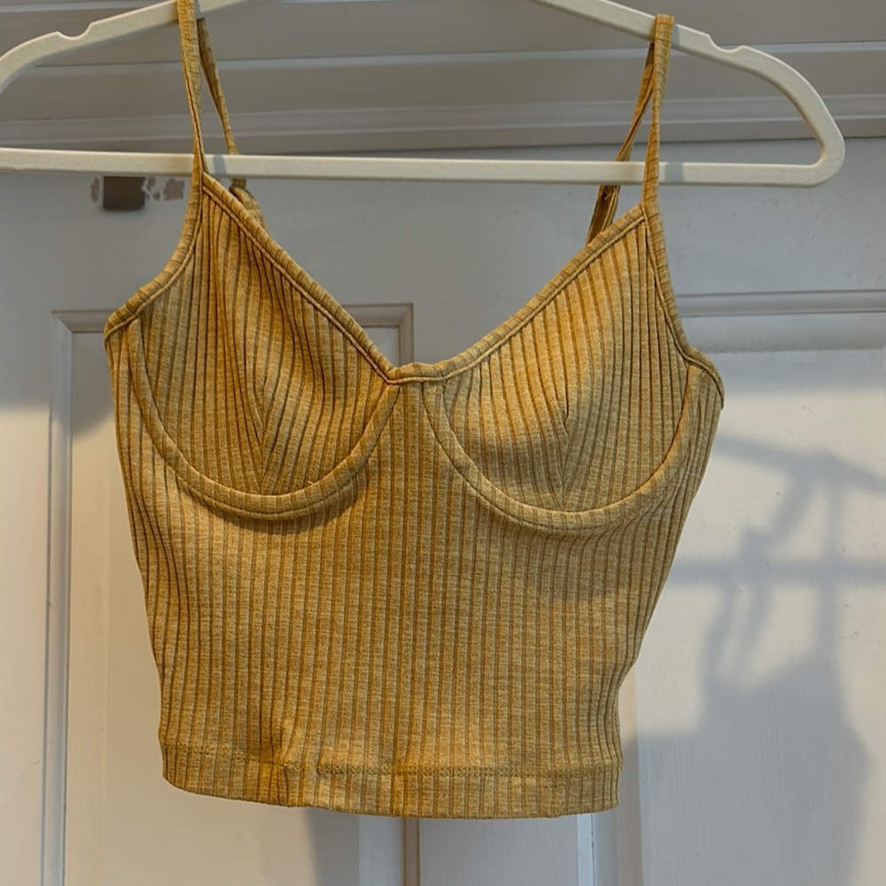 Jonathan Simkhai Mustard Ribbed Crop Top
